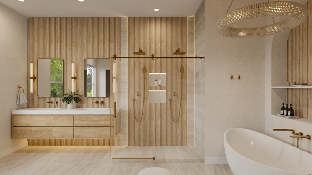 Serene bathroom corner with soft natural light