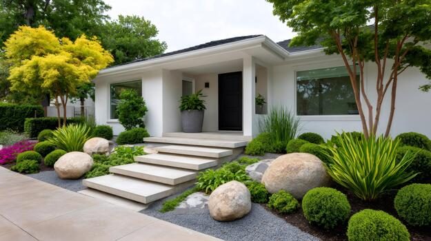 Lovely home garden with evening charm