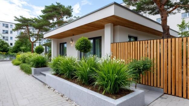 Charming home exterior with landscaped garden